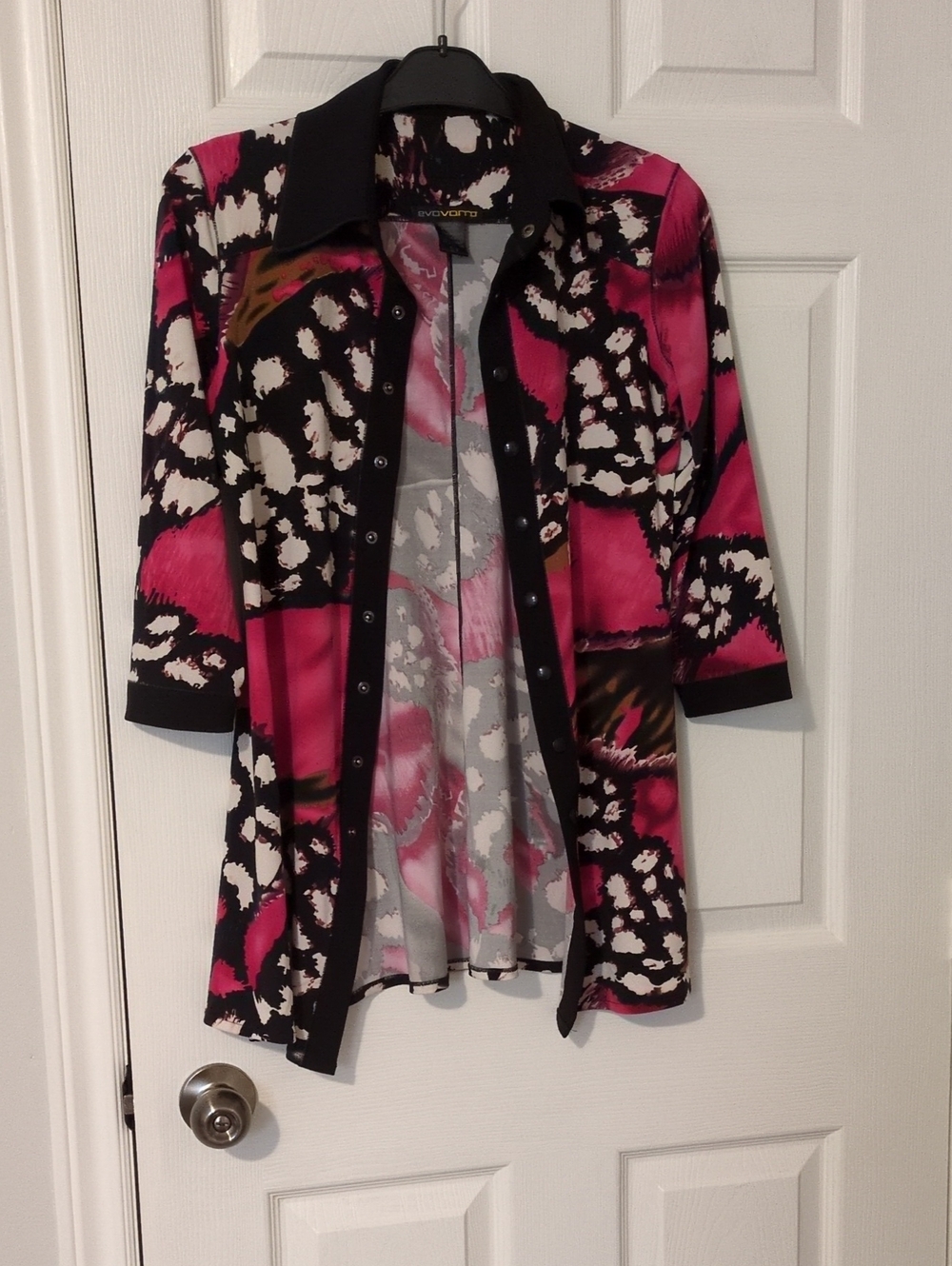 Eva Varro Pink Black Patterned Button-Down Shirt